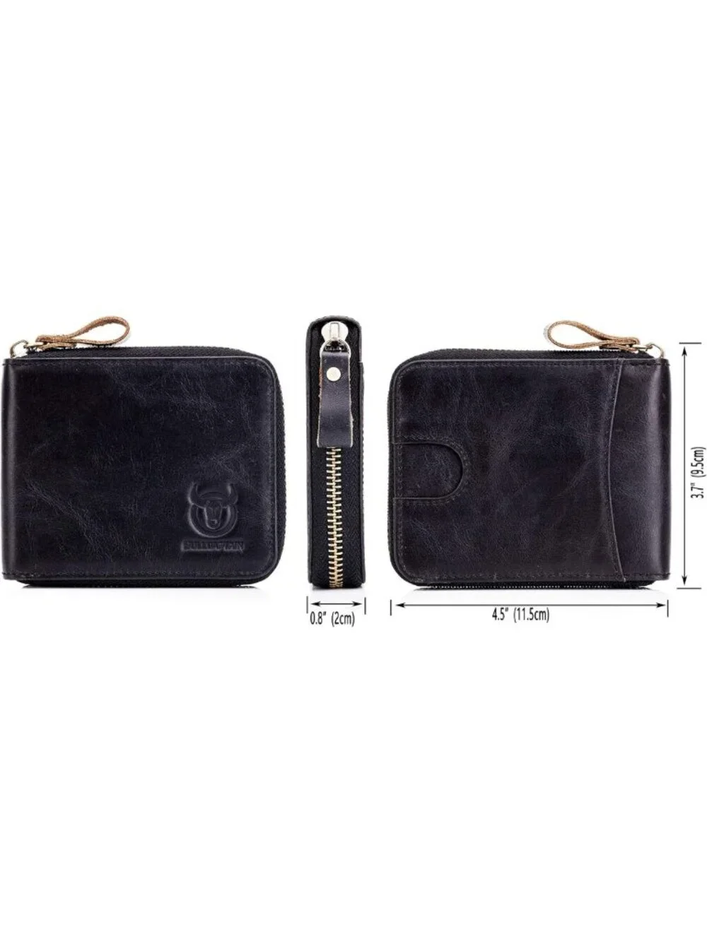 Genuine Leather RFID Blocking Bifold Wallet - Secure Zip Around, Multi Credit